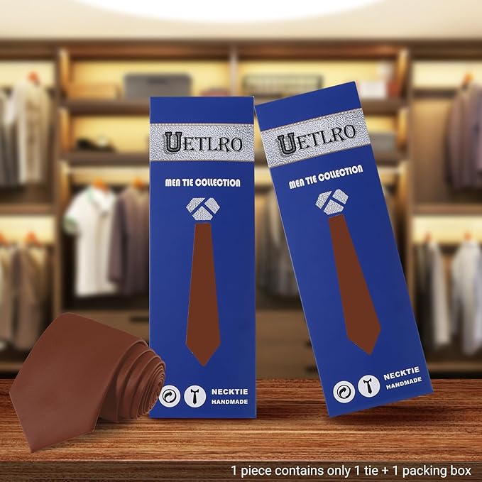 Black Ties For Men Solid Pure Color Formal Neckties 3.15" (8CM) Men's Tie for Business and Wedding with Gift Box