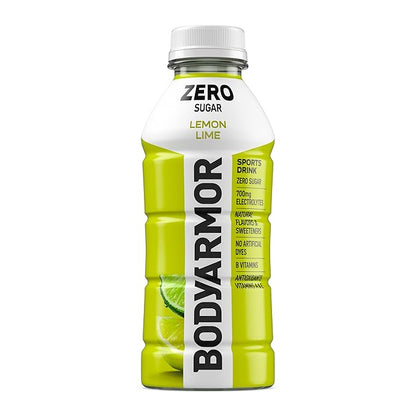 BODYARMOR ZERO Sugar Lemon Lime, Sugar Free Sports Drink - Low-Calorie Hydration - Natural Flavors with Potassium Packed Electrolytes, Antioxidants, and B-vitamins, 16 fl oz (pack of 12)