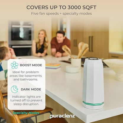 Puraclenz Photon P3000X Air Purifier for Home, Air & Surface Purification, Up to 3000 sqft, Removes 99% Pollutants, Mold, Odors, Viruses, & More, Ozone-Free (White)