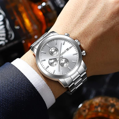 CRRJU Mens Stylish Casual Quartz Watches for Men Luxury Waterproof Calendar Chronograph Japan Movement Wristwatches