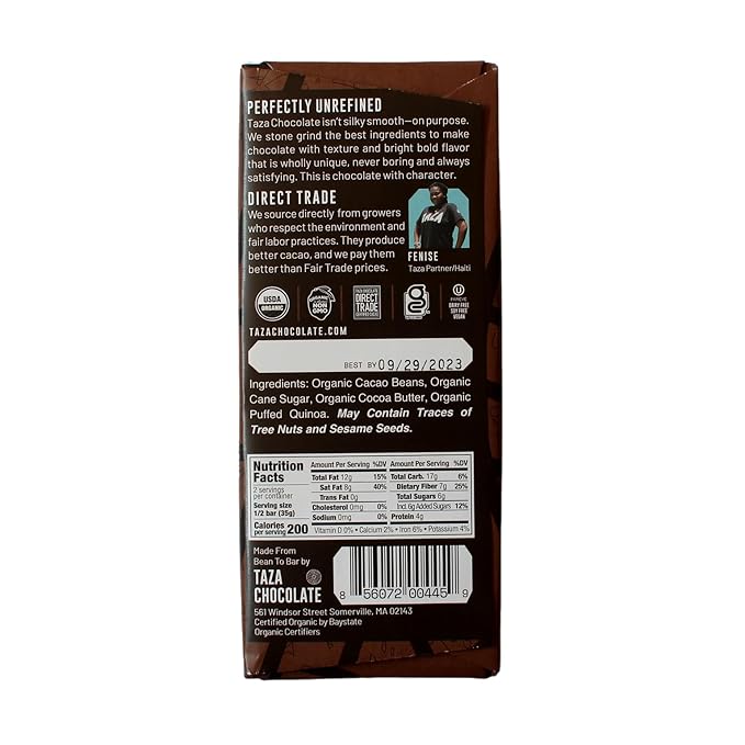 Taza Chocolate Organic Seriously Good Dark Chocolate Bar Variety Pack Bundle, 2.5 oz (4 count), Vegan