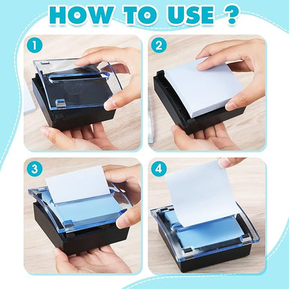 Epakh Pop up Notes Dispenser Black Base Clear Top Sticky Notes Holder Acrylic Small Sticky Holders Container for 3 x 3 Inch Office Home Store Accessories(2 Pieces)