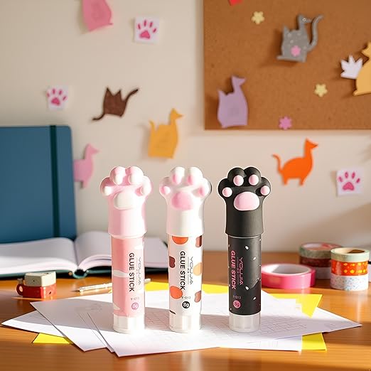 3Pcs Random Color Cat Claw Cute Glue Stick Kawaii Stationery Binding Tool School Office Supplies One Piece Art Glues and Pastes