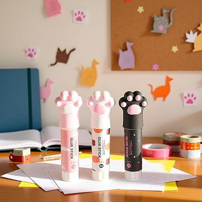 3Pcs Random Color Cat Claw Cute Glue Stick Kawaii Stationery Binding Tool School Office Supplies One Piece Art Glues and Pastes