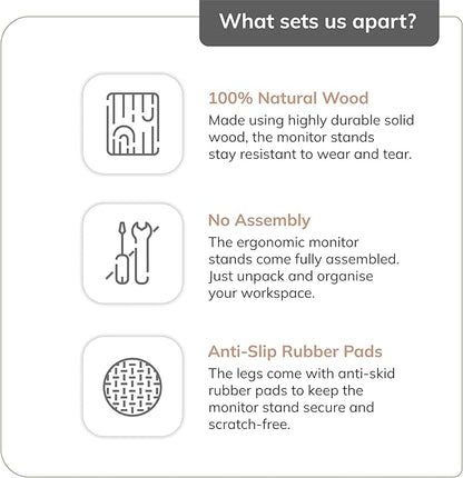 Anji Mountain Wooden Monitor Stand - Elegant Monitor Riser, Perfect Monitor Stand for Desk Organization, Durable Wood Construction monitor stands, Enhances Ergonomics and Workspace Efficiency,Black