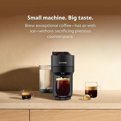 Nespresso Vertuo Pop+ Cold Value Added Bundle with Iced Coffee Tumbler by De'Longhi, Liquorice Black