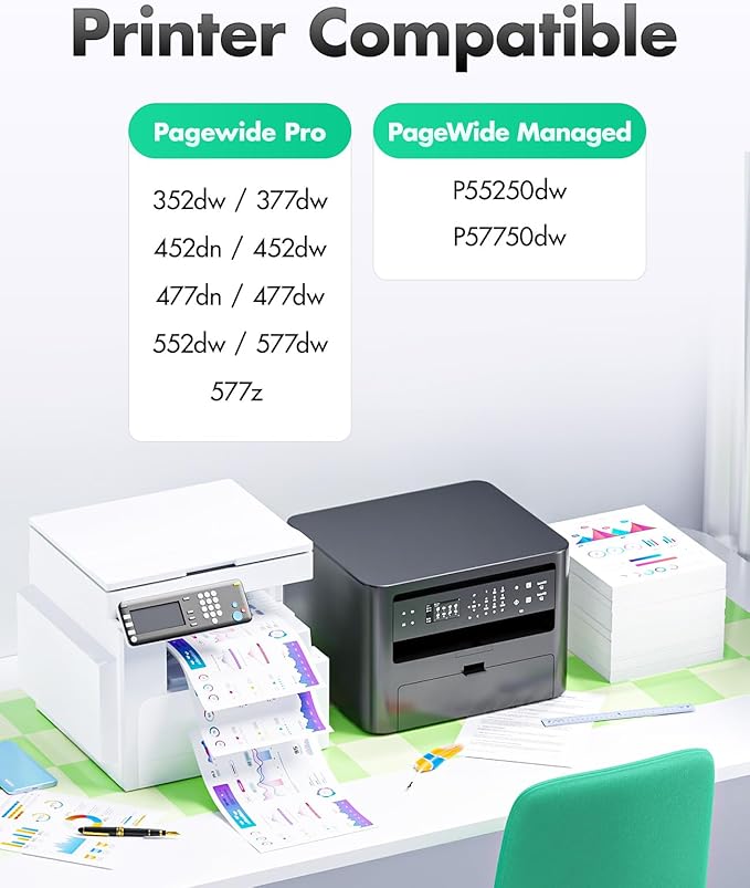 972X Ink Cartridges set 4-Pack Replacement for HP 972X 972 972A Ink Compatible with HP Pagewide Pro 477dw 577dw 552dw 577z 477dn 352dw 377dw 452dn 452dw Managed P55250dw P57750dw Printer Black Color