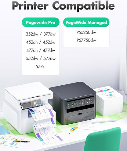 972X Ink Cartridges set 4-Pack Replacement for HP 972X 972 972A Ink Compatible with HP Pagewide Pro 477dw 577dw 552dw 577z 477dn 352dw 377dw 452dn 452dw Managed P55250dw P57750dw Printer Black Color