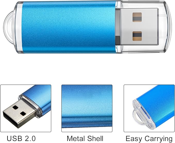 TOPESEL 10 Pack 8GB USB 2.0 Flash Drive Memory Stick Thumb Drives (5 Mixed Colors: Black Blue Green Red Silver)