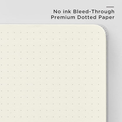 &And Per Se Dotted Journal Notebook, A5 Hardcover Leather Bullet Dotted Journal, 160 Pages 100 gsm Thick Paper, 3 Sheets of Stickers Included- 5.7'' x 8'' (Grey)