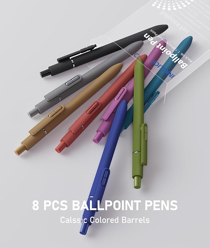 16 Pack Black Ballpoint Pens - 1mm Medium Point Black Ink Pens | Smooth Writing Ball Point Pen for Men Women (Retro-16P)