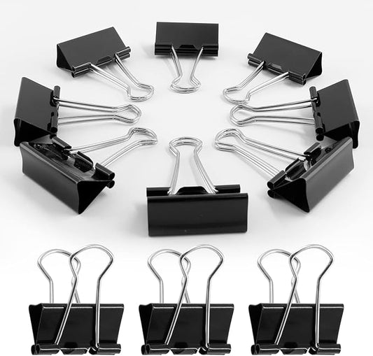 40 Pack Medium Binder Clips - 1 1/4 Inch / 32mm Black Metal Paper Clamps for Office, School, Home, DIY, Business - File Clips, Teacher Supplies