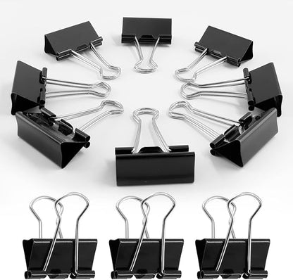 40 Pack Large Binder Clips - 1.6 Inch / 41mm Black Metal Paper Clamps for Office, School, Home, DIY, Business - File Organizers and School Supplies