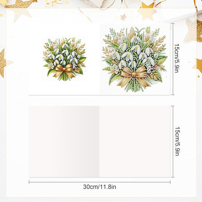 6pcs Diamond Art Painting Greeting Card Kit, DIY flowers Diamond Art Greeting Cards for Blessings and Wishes Special Shaped Diamond Greeting Card Arts Crafts for Christmas Birthday Thanksgiving Day