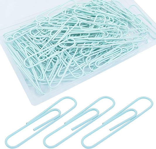 100Pcs 2 Inch Large Paper Clips, Light Green Coated Jumbo Reusable Big Paperclips for Office School Home Document Organizing