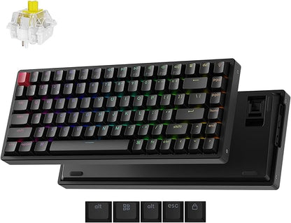 Keychron K2 75% Layout QMK Wireless and Wired Mechanical Keyboard Super Banana Switch, RGB Backlight Aluminum Frame with Shine-Through Double-Shot PBT Keycaps for Mac Windows-Version 3