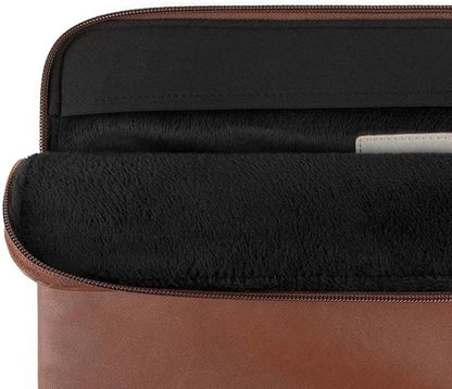 Comfyable Slim Protective Laptop Sleeve 14 Inch Snugly Compatible with MacBook Pro 14-inch M4 M3 M2 M1 Pro/Max 2024, PU Leather Bag Waterproof Cover Notebook Computer Case for Mac, Brown