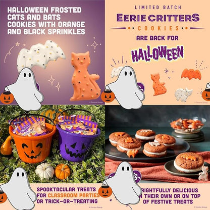 Limited Batch Eerie Critters Halloween Snacks – Frosted Animal Cookies, Healthy Trick or Treat Candy, Individually Wrapped Halloween Snacks, 30 Individual 0.5 oz Bags