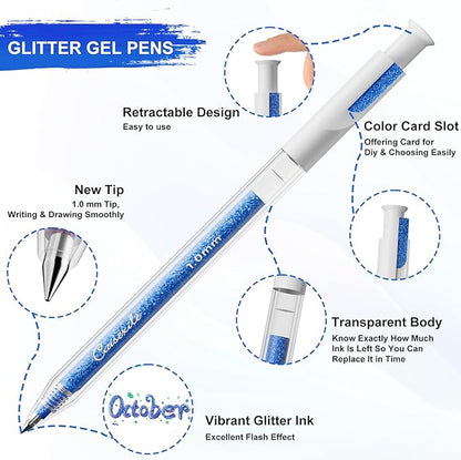 24 Colors Retractable Glitter Gel Pens, Colored Gel Pens, For Artists Coloring Books Drawing Journaling Doodling Writing Back to School Supplies