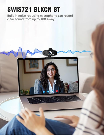 RUWBY Full HD 1080P Webcam with Microphone and Rotatable Tripod, Light Correction, Wide Angle and Plug and Play Video Camera for Desktop PC or Laptop