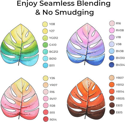 Ohuhu Alcohol Markers 200 Colors - AP Certificated Double Tipped Art Marker Set for Artists Adults Coloring Sketch Illustration - Chisel and Fine Dual Tips - Oahu of Ohuhu Markers - Refillable