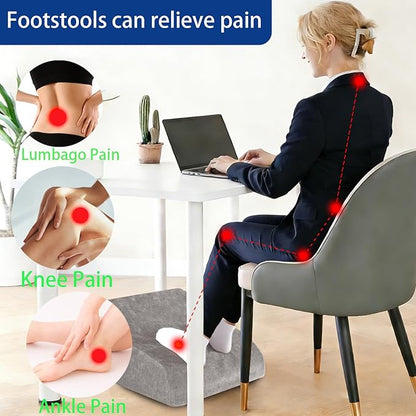 Foot Rest for Under Desk at Work, Ergonomic Under Desk Footrest with Washable Cover for Office, Home & Gaming Leg Elevation Pillow Dark Gray