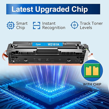 218A Toner Cartridges 4 Pack (with Chip) 3301fdw Replacement for HP 218A 218X Work for HP Color Laserjet Pro MFP 3301fdw 3201dw 3301sdw 3301cdw Printer High Yield Ink W2180A W2180X (4 Pack, B/C/Y/M)
