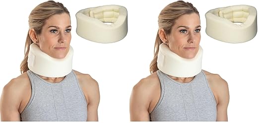 Sammons Preston Universal Contour Cervical Brace,Adjustable Hook and Loop Closure,For Neck Strain,Injury,or Post-Op Surgery,Relieves Neck Pain and Spine Pressure,Cream Color,2” High,(Pack of 2)