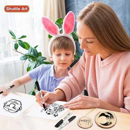 Shuttle Art 100 Pack Black Permanent Markers, Fine Point Permanent Marker Pens Set Perfect on Plastic, Wood, Stone, Metal and Glass for Doodling, Writing, Marking, Office School Supplies