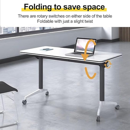 Conference Room Table with Flip-Top Design for Dynamic Meetings, Business Table Computer Desk with Heavy-Duty Frame,Foldable Seminar Meeting Tables for Home Office (6, E, 47.2IN)