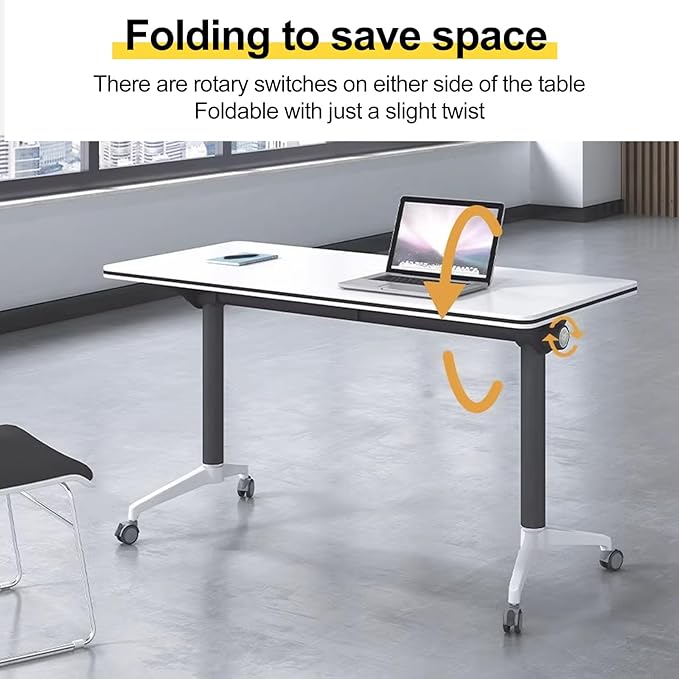 Conference Room Table with Flip-Top Design for Dynamic Meetings, Business Table Computer Desk with Heavy-Duty Frame,Foldable Seminar Meeting Tables for Home Office (2, E, 47.2IN)