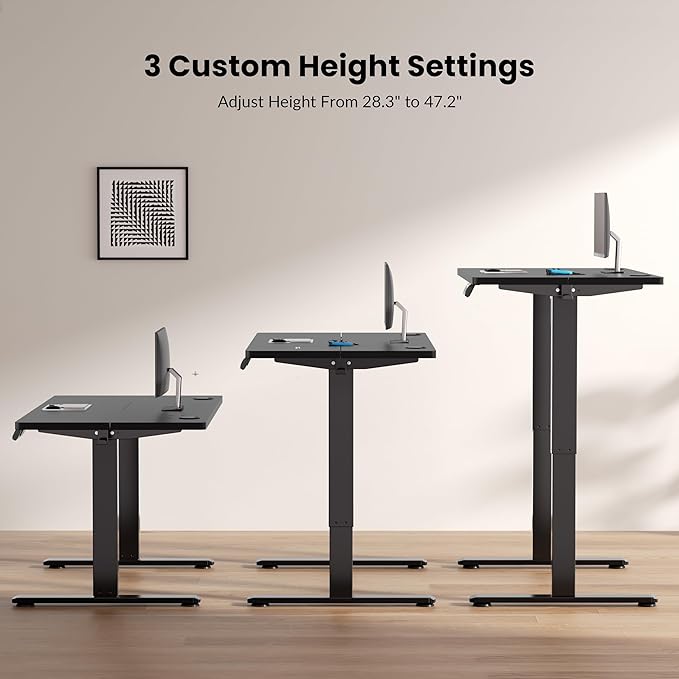 Electric Standing Desk Frame Workstation,Memory Controller Height Adjustment,Up to 47.2", Ergonomic Stand Up Desk Base for Home and Office, Black Frame Only