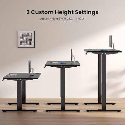 Electric Standing Desk Frame Workstation,Memory Controller Height Adjustment,Up to 47.2", Ergonomic Stand Up Desk Base for Home and Office, Black Frame Only