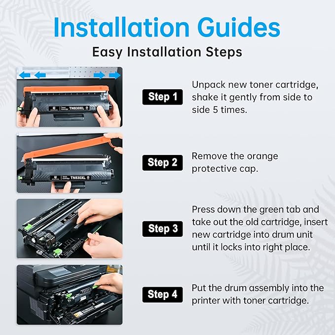 TN830XL Toner Cartridge for Brother TN830 Printer DCP-L2640DW HL-L2460DW (1x Black, High Yield)