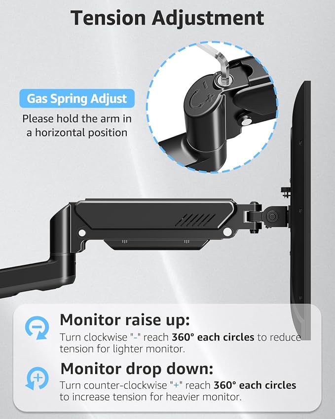 MOUNTUP Dual Monitor Wall Mount for 2 Max 32 Inch Computer Screen, Fully Adjustable Gas Spring Double Monitor Arm, Wall Mounted Monitor Holder Support 4.4-19.8lbs Display, VESA Bracket 75x75, 100x100