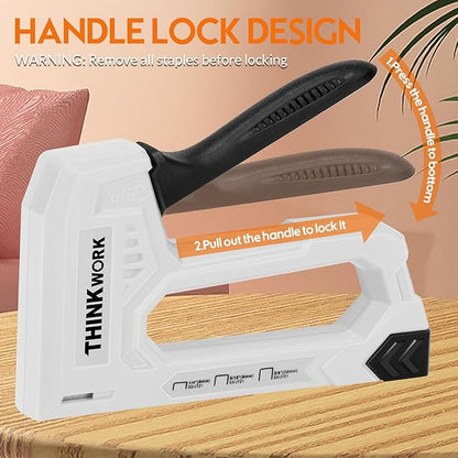 THINKWORK Light Duty Staple Gun - Upholstery Staple Gun for Wood with 1600pcs JT21 Staples 1/4", 5/16", 3/8" and Staple Remover, Fabric Stapler Gun for Crafts, Home Use, Wall, DIY, Lights Decora, Grey