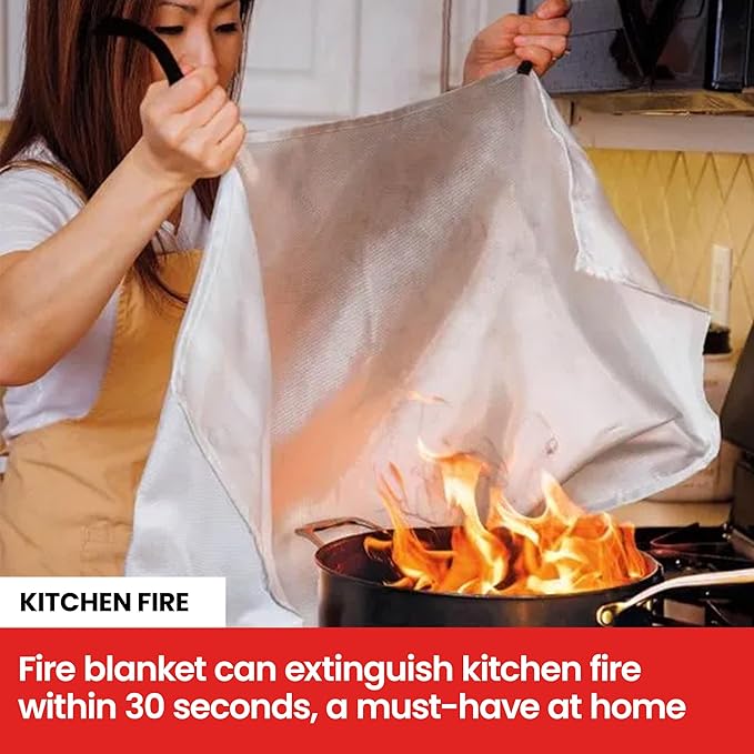 Fire Blanket - 2 Pack 40" x 40" Emergency Fire Blanket for Kitchen and Home,Fireplace,School,Warehouse,Grill