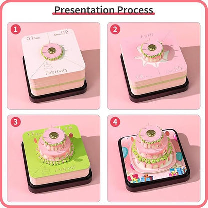 3D Time Piece Calendar 2026 DIY Calendars Tear Away Carving Art 3D Memo Pad Calendar With LED Lights sculpture artsy pads calendar notepad for Desktop Decor-Happy Birthday