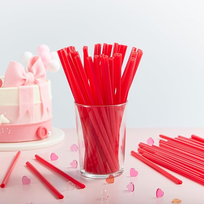 JOYIN 120 PCS Valentine Heart Shaped Red Straws, Reusable Drinking Cute Straw for Valentine Cocktail Party, Birthday Party, Bridal Shower, Wedding Supplies