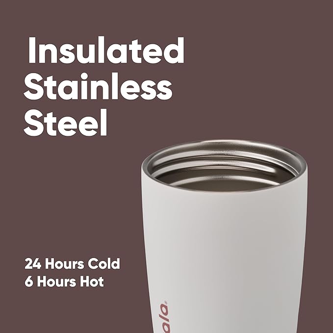 Owala SmoothSip Slider Insulated Stainless Steel Coffee's Tumbler, Reusable Iced Coffee Cup, Hot Coffee Travel Mug, BPA Free 20 oz, Vanilla Bean (Pack of 8)