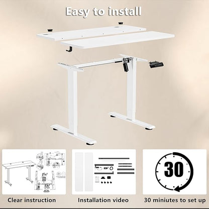 Himimi Electric Standing Desk 48 x 24 inch for Home Office,Sit-Stand Adjustable Desk with Memory Presets,Height Adjustable Desk for Gaming/Working,Free Hook, Lockable Wheels,White