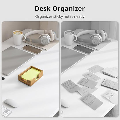 Acacia Wood Sticky Note Holder, 4x6 Inch Notepad Holder Dispenser with Dual Openings, Sticky Note Dispenser Memo Holder Case for Desk Office School Supplies