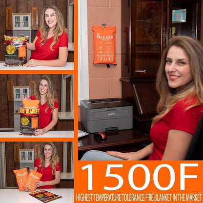 Supa Ant Emergency Fire Blanket for Home and Kitchen - 2 Pack 1500F High Visibility (Glow in The Dark) Smother Kitchen Fire Blanket - CE Certified Hero Fire Blankets Emergency for Home (47in)