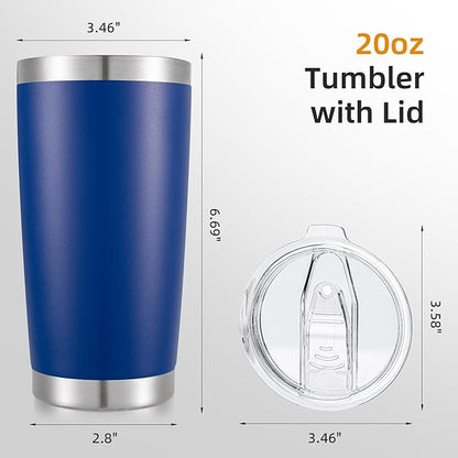 20 oz Tumbler with Lid Stainless Steel Insulated Tumblers Double Wall Vacuum Coffee Mug Powder Coated Tumbler Cups for Cold and Hot Drinks, Blue, 1 pack