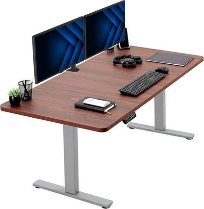 VIVO Electric 60 x 30 in Standing Desk, Memory Height Adjustment, 1B Series, Dark Walnut Top Gray Frame, DESK-KIT-1G6D-30