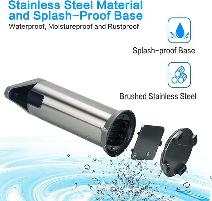 Infrared Automatic Soap Dispenser, Stainless Steel Touchless Soap Dispenser Automatic Dispenser with Waterproof Base for Bathroom Kitchen Hotel