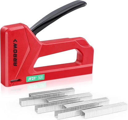 Arrow Light Duty Staple Gun, Lightweight Upholstery Stapler Kit for Wood with 1000 JT21 Staples, Plastic Housing Tacker for Crafts, Fabric, DIY, Household
