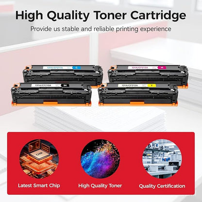 131A Toner Cartridge 4-Pack Black Cyan Yellow Magenta with Chip High Yield Replacement for HP 131A 131X Toner Compatible for HP Laserjet Pro 200 Color MFP M276nw M276n M251nw M251n Printer