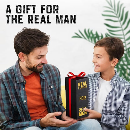 Mens Nut Gifts Box, Featuring Spicy Peanuts, Rice Crackers and Banana Chips in 3 Cube Boxes, Ideal Gift for Men.