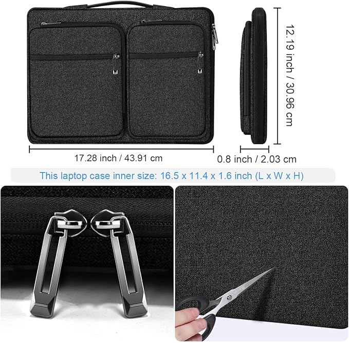 Hseok Ultra-Slim Laptop Case 17 17.3 inches Sleeve Protective PC Briefcase for Commuting and Business Trip，Black